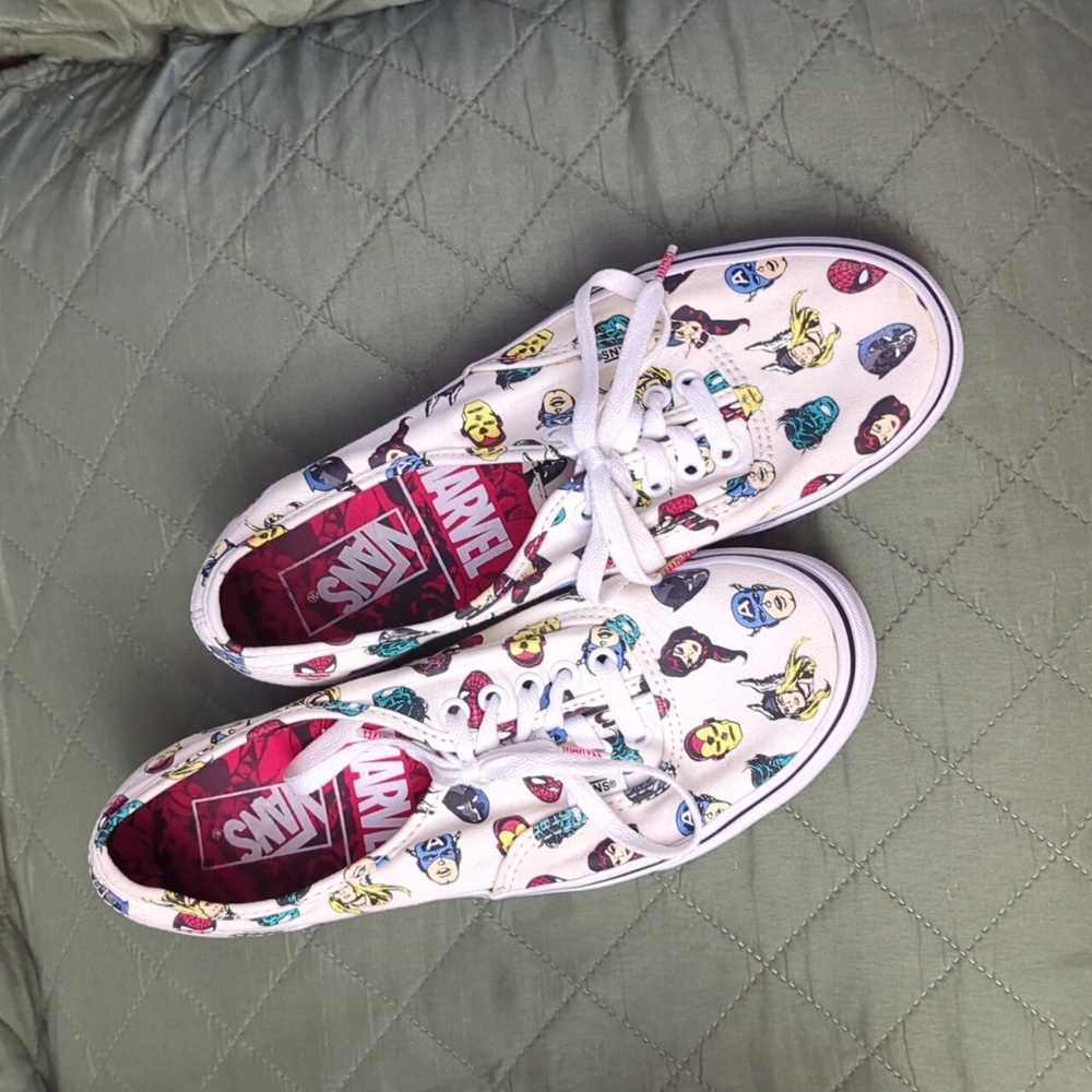 Vans White Sneakers with Marvel Character Prints